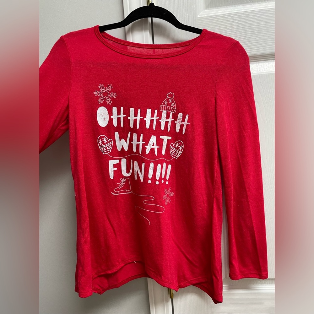 Adorable red long sleeve Christmas shirt